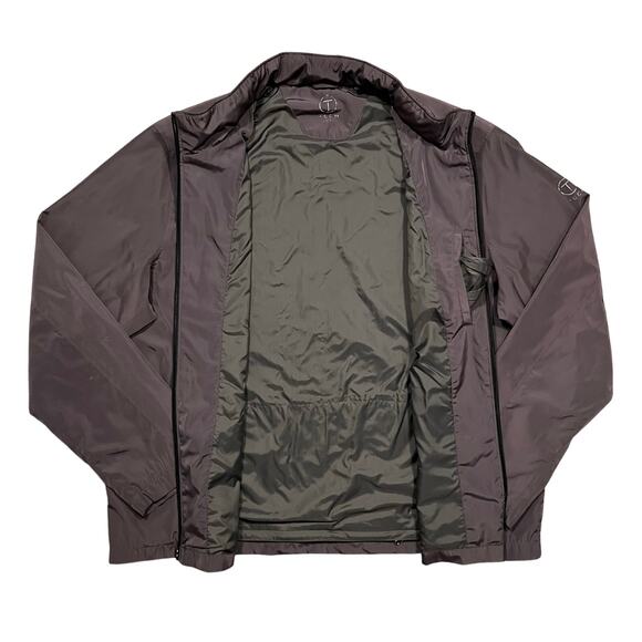 TECH by Tumi Brown Gray Full Zip Waterproof Packable Hidden Hood Jacket Mens XXL - Picture 7 of 16